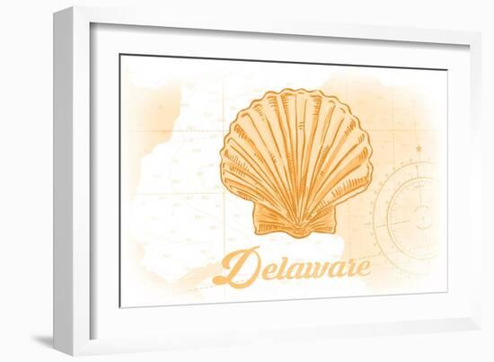 Delaware - Scallop Shell - Yellow - Coastal Icon-Lantern Press-Framed Art Print