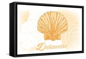 Delaware - Scallop Shell - Yellow - Coastal Icon-Lantern Press-Framed Stretched Canvas