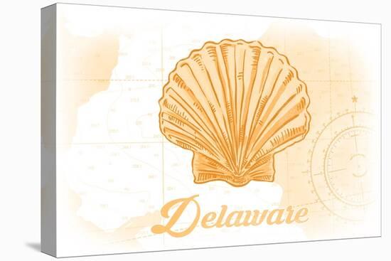 Delaware - Scallop Shell - Yellow - Coastal Icon-Lantern Press-Stretched Canvas