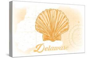 Delaware - Scallop Shell - Yellow - Coastal Icon-Lantern Press-Stretched Canvas
