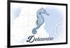 Delaware - Seahorse - Blue - Coastal Icon-Lantern Press-Framed Art Print