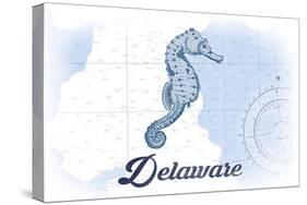 Delaware - Seahorse - Blue - Coastal Icon-Lantern Press-Stretched Canvas