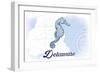 Delaware - Seahorse - Blue - Coastal Icon-Lantern Press-Framed Art Print