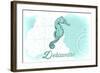 Delaware - Seahorse - Teal - Coastal Icon-Lantern Press-Framed Art Print