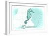 Delaware - Seahorse - Teal - Coastal Icon-Lantern Press-Framed Art Print