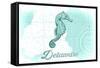 Delaware - Seahorse - Teal - Coastal Icon-Lantern Press-Framed Stretched Canvas