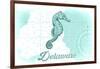 Delaware - Seahorse - Teal - Coastal Icon-Lantern Press-Framed Art Print