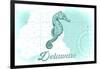 Delaware - Seahorse - Teal - Coastal Icon-Lantern Press-Framed Art Print