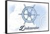 Delaware - Ship Wheel - Blue - Coastal Icon-Lantern Press-Framed Stretched Canvas