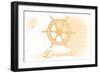 Delaware - Ship Wheel - Yellow - Coastal Icon-Lantern Press-Framed Art Print