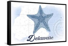 Delaware - Starfish - Blue - Coastal Icon-Lantern Press-Framed Stretched Canvas