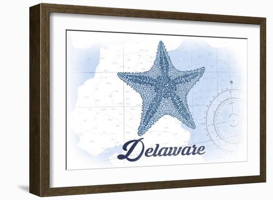 Delaware - Starfish - Blue - Coastal Icon-Lantern Press-Framed Art Print