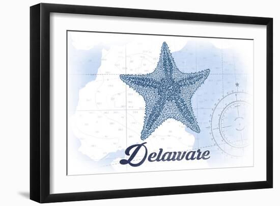 Delaware - Starfish - Blue - Coastal Icon-Lantern Press-Framed Art Print