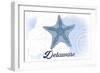 Delaware - Starfish - Blue - Coastal Icon-Lantern Press-Framed Art Print