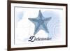 Delaware - Starfish - Blue - Coastal Icon-Lantern Press-Framed Premium Giclee Print