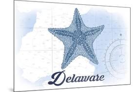 Delaware - Starfish - Blue - Coastal Icon-Lantern Press-Mounted Premium Giclee Print