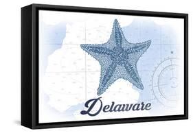 Delaware - Starfish - Blue - Coastal Icon-Lantern Press-Framed Stretched Canvas