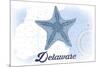 Delaware - Starfish - Blue - Coastal Icon-Lantern Press-Mounted Art Print