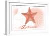 Delaware - Starfish - Coral - Coastal Icon-Lantern Press-Framed Art Print