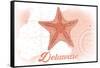 Delaware - Starfish - Coral - Coastal Icon-Lantern Press-Framed Stretched Canvas