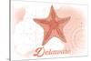 Delaware - Starfish - Coral - Coastal Icon-Lantern Press-Stretched Canvas