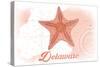 Delaware - Starfish - Coral - Coastal Icon-Lantern Press-Stretched Canvas