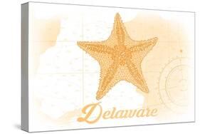 Delaware - Starfish - Yellow - Coastal Icon-Lantern Press-Stretched Canvas