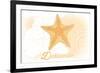 Delaware - Starfish - Yellow - Coastal Icon-Lantern Press-Framed Premium Giclee Print