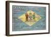 Delaware State Flag - Barnwood Painting-Lantern Press-Framed Art Print