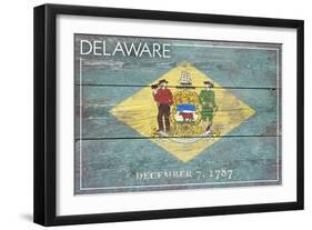 Delaware State Flag - Barnwood Painting-Lantern Press-Framed Art Print