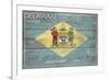 Delaware State Flag - Barnwood Painting-Lantern Press-Framed Premium Giclee Print