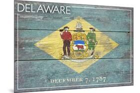 Delaware State Flag - Barnwood Painting-Lantern Press-Mounted Art Print