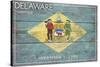 Delaware State Flag - Barnwood Painting-Lantern Press-Stretched Canvas