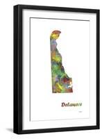 Delaware State Map 1-Marlene Watson-Framed Giclee Print