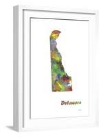Delaware State Map 1-Marlene Watson-Framed Giclee Print