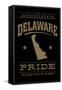 Delaware State Pride - Gold on Black-Lantern Press-Framed Stretched Canvas