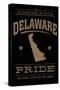 Delaware State Pride - Gold on Black-Lantern Press-Stretched Canvas