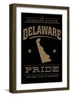 Delaware State Pride - Gold on Black-Lantern Press-Framed Art Print