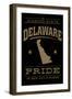 Delaware State Pride - Gold on Black-Lantern Press-Framed Art Print