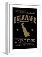 Delaware State Pride - Gold on Black-Lantern Press-Framed Art Print