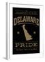 Delaware State Pride - Gold on Black-Lantern Press-Framed Art Print