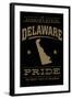 Delaware State Pride - Gold on Black-Lantern Press-Framed Art Print