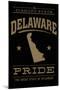 Delaware State Pride - Gold on Black-Lantern Press-Mounted Art Print