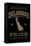 Delaware State Pride - Gold on Black-Lantern Press-Framed Stretched Canvas