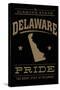 Delaware State Pride - Gold on Black-Lantern Press-Stretched Canvas