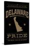 Delaware State Pride - Gold on Black-Lantern Press-Stretched Canvas