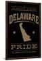 Delaware State Pride - Gold on Black-Lantern Press-Framed Art Print