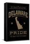 Delaware State Pride - the First State - Gold on Black-Lantern Press-Framed Stretched Canvas