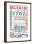 Delaware - Typography-Lantern Press-Framed Art Print