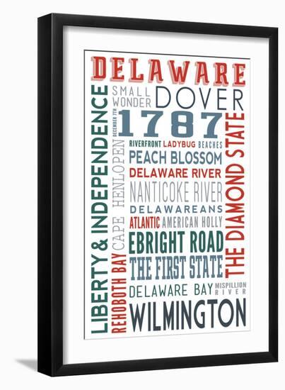 Delaware - Typography-Lantern Press-Framed Art Print